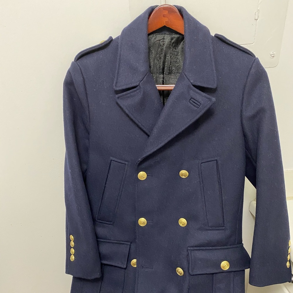 Pierre Balmain Navy Peacoat Gold Buttons
